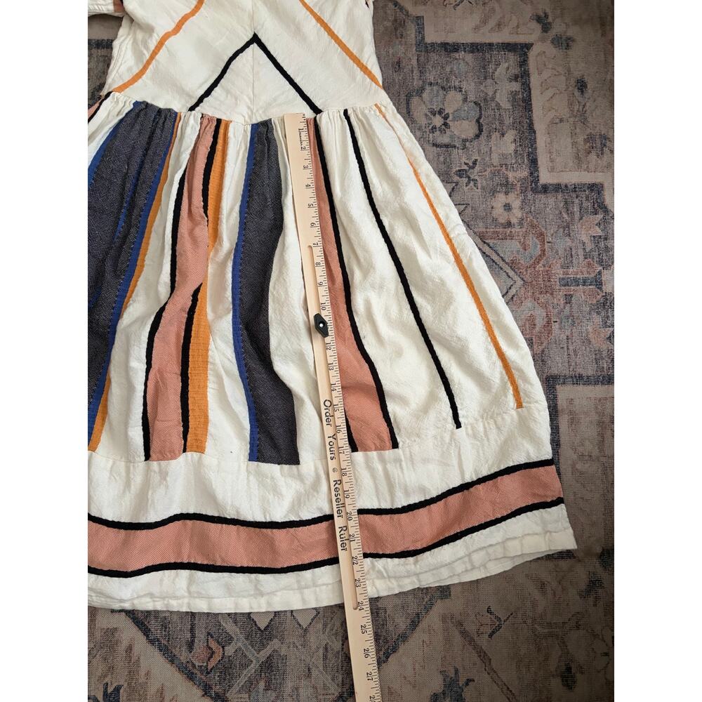 Piper & Scoot Womens Textured Geometric Dress Cream Pink Blue Boho Cottagecore - Picture 4 of 4